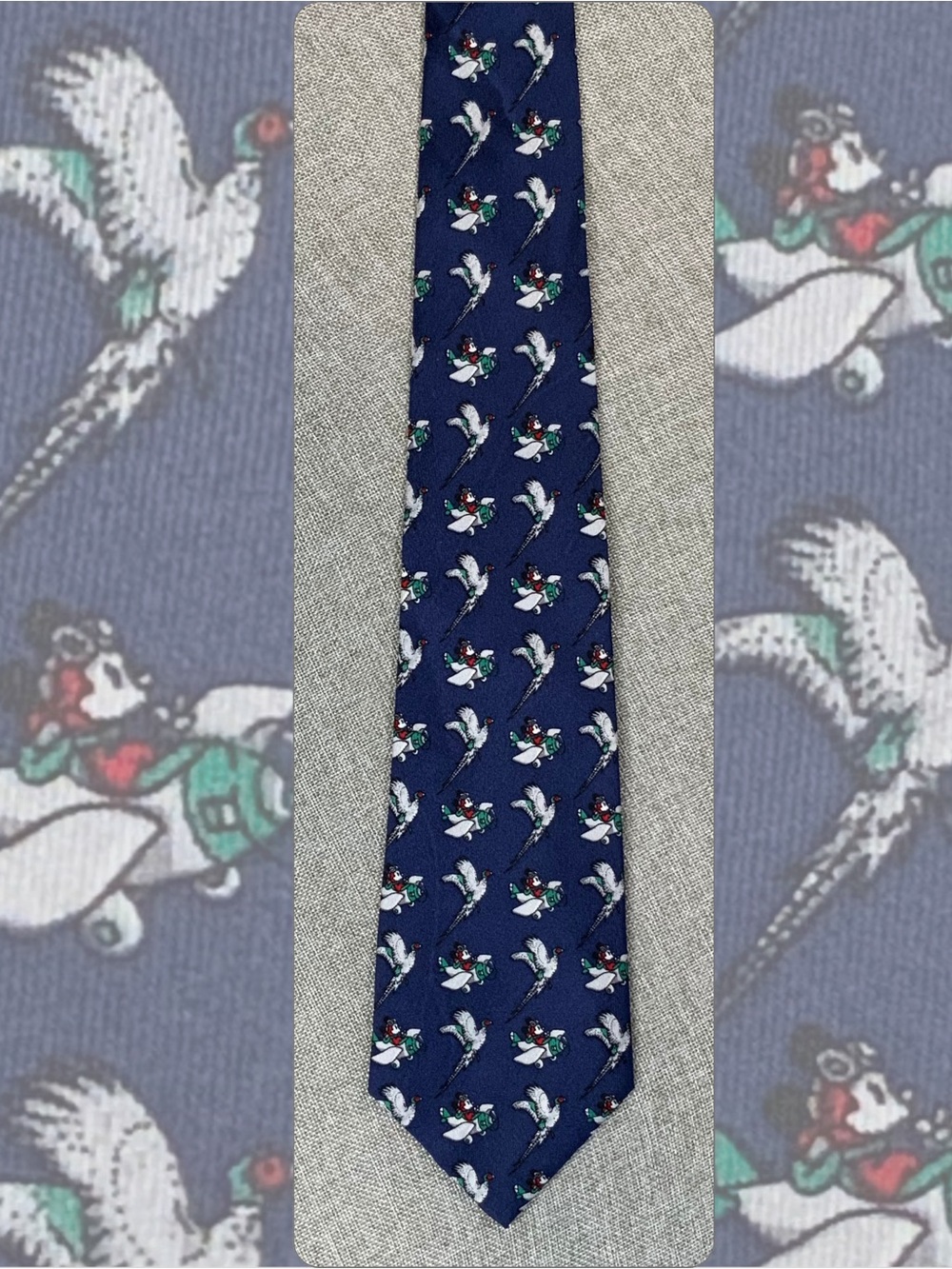 Vintage Disney Mickey Mouse Aviator Biplane Silk Necktie